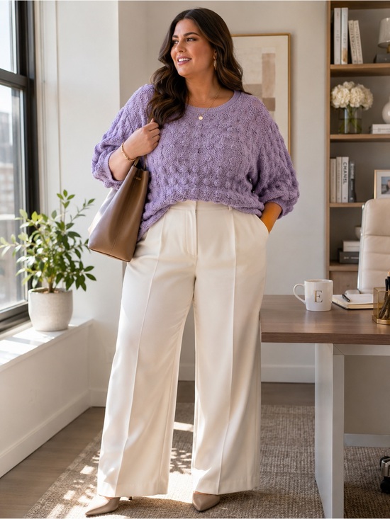Cyrus Pants - Cyrus Lavender Textured Bubble Knit Sweater